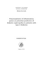prikaz prve stranice dokumenta Polymorphisms of inflammatory genes as potential predictors of diabetic nephropathy in patients with type 2 diabetes 