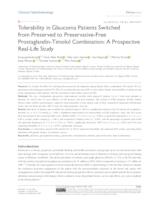 prikaz prve stranice dokumenta Tolerability in Glaucoma Patients Switched from Preserved to Preservative-Free Prostaglandin-Timolol Combination: A Prospective Real-Life Study