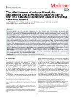 prikaz prve stranice dokumenta The effectiveness of nab-paclitaxel plus gemcitabine and gemcitabine monotherapy in first-line metastatic pancreatic cancer treatment: A real-world evidence