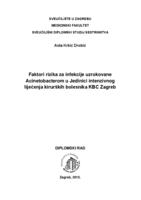 prikaz prve stranice dokumenta Faktori rizika za infekcije uzrokovane acinetobacterom u jedinici kirurške intenzivne njege Kliničkog bolničkog centra Zagreb