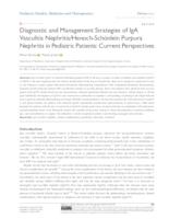 prikaz prve stranice dokumenta Diagnostic and Management Strategies of IgA Vasculitis Nephritis/Henoch-Schönlein Purpura Nephritis in Pediatric Patients: Current Perspectives