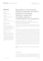 prikaz prve stranice dokumenta Applicability of clinical genetic testing for deep brain stimulation treatment in monogenic Parkinson’s disease and monogenic dystonia: a multidisciplinary team perspective