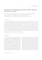 prikaz prve stranice dokumenta Evaluation of periodontal status in HIV infected persons in Croatia 