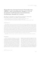 prikaz prve stranice dokumenta Hyperthermic intraperitoneal chemotherapy (HIPEC) and cytoreductive surgery (CS) as treatment of peritoneal carcinomatosis: preliminary results in Croatia 