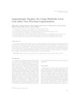 prikaz prve stranice dokumenta Laparoscopic surgery for large hydatide liver cyst after two previous laparotomies 
