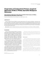 prikaz prve stranice dokumenta Progression of conjunctival primary acquired melanosis (PAM) to widely spreaded malignant melanoma 