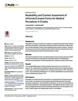 prikaz prve stranice dokumenta Readability and content assessment of informed consent forms for medical procedures in Croatia