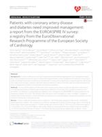 prikaz prve stranice dokumenta Patients with coronary artery disease and diabetes need improved management: a report from the EUROASPIRE IV survey: a registry from the EuroObservational Research Programme of the European Society of Cardiology