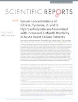 prikaz prve stranice dokumenta Serum concentrations of Citrate, Tyrosine, 2- and 3- Hydroxybutyrate are associated with increased 3-month mortality in acute heart failure patients