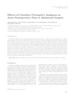 prikaz prve stranice dokumenta Effects of clonidine preemptive analgesia on acute postoperative pain in abdominal surgery