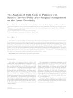 prikaz prve stranice dokumenta The analysis of walk cycle in patients with spastic cerebral palsy after surgical management on the lower extremity