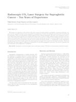 prikaz prve stranice dokumenta Endoscopic CO2 laser surgery for supraglottic cancer - ten years of experience 