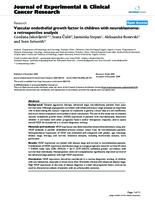 prikaz prve stranice dokumenta Vascular endothelial growth factor in children with neuroblastoma: a retrospective analysis