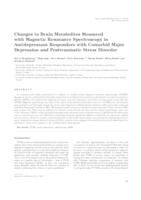 prikaz prve stranice dokumenta Changes in brain metabolites measured with magnetic resonance spectroscopy in antidepressant responders with comorbid major depression and posttraumatic stress disorder 