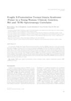 prikaz prve stranice dokumenta Fragile X-premutation tremor/ataxia syndrome (Fxtas) in a young woman: clinical, genetics, Mri and 1H-Mr spectroscopy correlates 