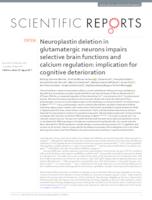 prikaz prve stranice dokumenta Neuroplastin deletion in glutamatergic neurons impairs selective brain functions and calcium regulation: implication for cognitive deterioration