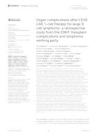 prikaz prve stranice dokumenta Organ complications after CD19 CAR T-cell therapy for large B cell lymphoma: a retrospective study from the EBMT transplant complications and lymphoma working party