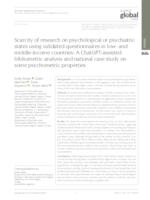 prikaz prve stranice dokumenta Scarcity of research on psychological or psychiatric states using validated questionnaires in low- and middle-income countries: A ChatGPT-assisted bibliometric analysis and national case study on some psychometric properties
