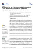prikaz prve stranice dokumenta Safe and Efficient Use of Tocilizumab in Rheumatoid Arthritis Patient on Maintenance Hemodialysis: A Case Report