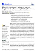 prikaz prve stranice dokumenta Relationship between β-Cell Autoantibodies and Their Combination with Anthropometric and Metabolic Components and Microvascular Complications in Latent Autoimmune Diabetes in Adults